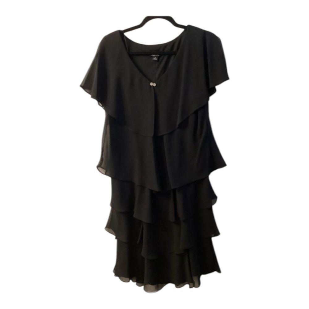 SLNY Women's Fashions Short Sleeve Embellished Shift Dress Color Black Size‎ 14